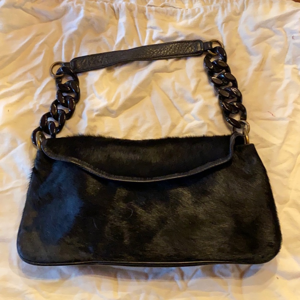 Jet black fur bag